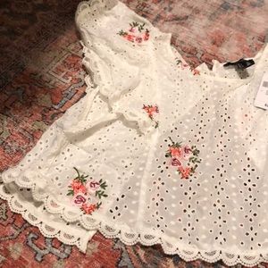 Forever 21 lace floral white top